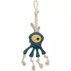 Monster - příšerka na laně, 47 cm, hračka pro psy,  100% pravá kůže/lano, petrolejová