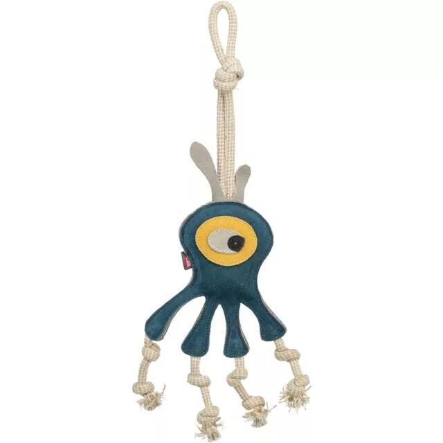 Monster - příšerka na laně, 47 cm, hračka pro psy, 100% pravá kůže/lano, petrolejová TRIXIE