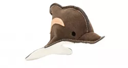 Delfín, 22 cm, kožená robustní hračka, HIPHOP DOG, šedá/bílá