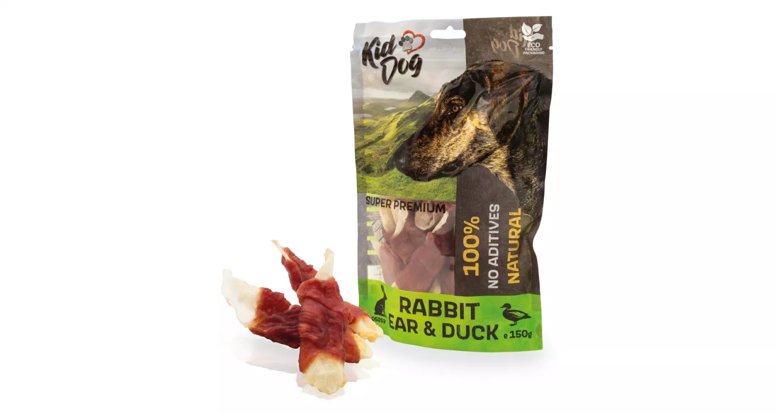 KIDDOG SUPER PREMIUM 100% kachní prsa na králičím uchu 150 g