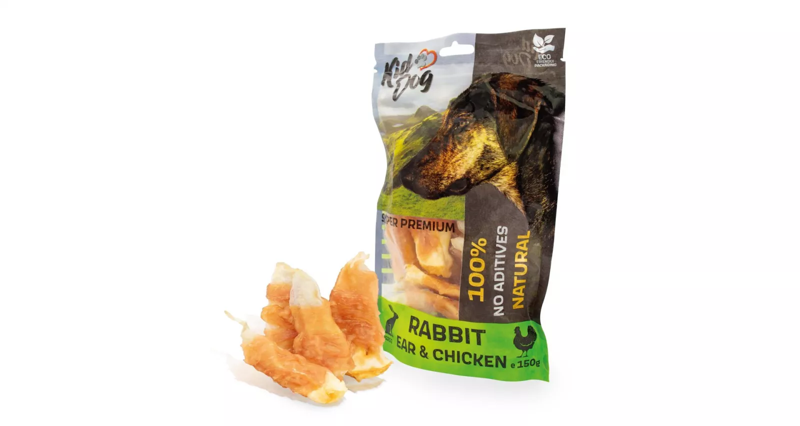 KIDDOG SUPER PREMIUM 100% kuřecí prsa na králičím uchu 150 g