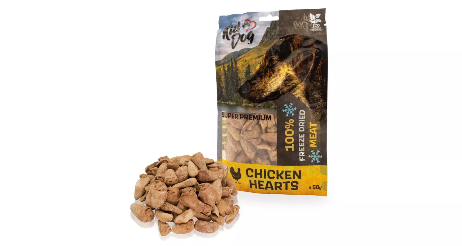 KIDDOG SUPER PREMIUM 100% kuřecí srdíčka sušená mrazem 50 g