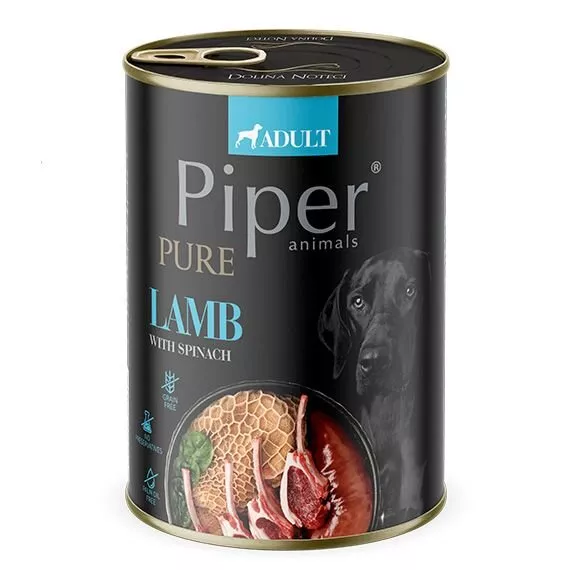 Piper Pure jehněčí a špenát, konzerva pro psy 400 g