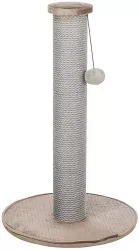 Škrabací sloupek LIVIA s plyšovou kuličkou, 64 cm, sisal/plyš, béžovošedá