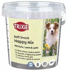 Soft Snack Happy MIX - kuře, jehněčí, losos, kyblík 500 g TRIXIE