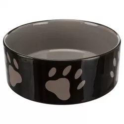 TRIXIE Keramická miska 0,3l/12cm - hnědá/bílá + motiv tlapky