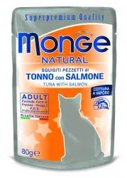 MONGE NATURAL kapsička tuňák v želé s lososem pro kočky 80 g