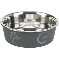 Nerez miska s různobarevným potiskem, tlapka+kost 0,4l/14cm TRIXIE