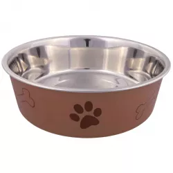 Nerez miska s různobarevným potiskem, tlapka+kost 0,4l/14cm TRIXIE