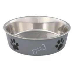 Nerez miska s různobarevným potiskem, tlapka+kost 0,3l/12cm TRIXIE