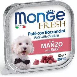 MONGE FRESH - paštika a kousky s hovězím 100g pro psy