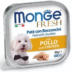 MONGE FRESH - paštika a kousky s kuřecím 100g pro psy