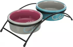 Set keramických misek se stojánkem 2 × 0,3 l / ø 12 cm světle modrá/oranžová/fialová