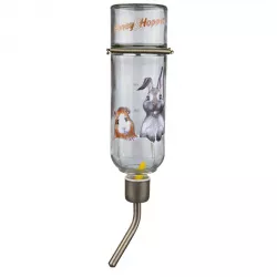 Skleněná napáječka Honey & Hopper s kovovým pítkem 500ml