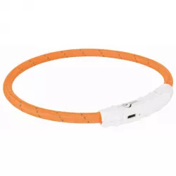 TRIXIE Svítící kroužek USB na krk L-XL 65cm / 7mm oranžový