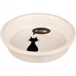 Keramická miska s černou kočkou, s okrajem bílá 0,25 l/13 cm TRIXIE