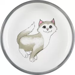 Keramická miska pro kočky s krátkým nosem 0,3l/15cm šedo/bílá TRIXIE