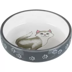 Keramická miska pro kočky s krátkým nosem 0,3l/15cm šedo/bílá TRIXIE