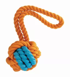 Kombinovaný Monty míč přírodní guma a bavlna s poutkem 31cm HipHop HipHop Dog