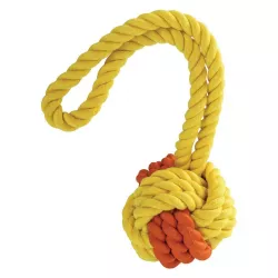 Kombinovaný Monty míč přírodní guma a bavlna s poutkem 31cm HipHop HipHop Dog