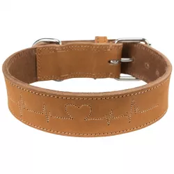 Rustic kožený obojek Heartbeat, M: 38-47cm/40mm, hnědá TRIXIE