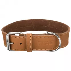 Rustic kožený obojek Heartbeat, M: 38-47cm/40mm, hnědá TRIXIE