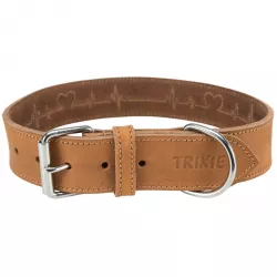 Rustic kožený obojek Heartbeat, M: 38-47cm/40mm, hnědá TRIXIE