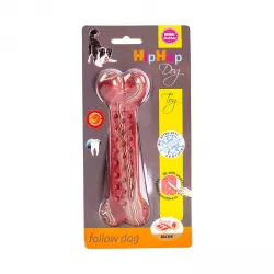 Antibakteriální dentální kost s vůní slaniny HipHop přírodní guma 16,5 cm HipHop Dog