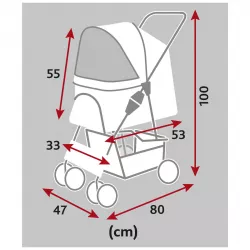 Kočárek pro psy BUGGY, rychlosklápěcí, 47 x 100 x 80cm, 4,9kg, šedá TRIXIE