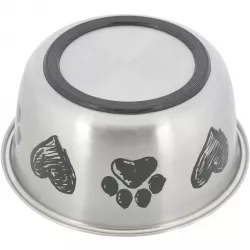 Nerezová miska, motiv tlapky/srdce, protiskluzové dno, 2.0 l/ø 20 cm TRIXIE