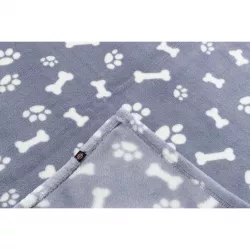 Plyšová deka KENNY 150 x 100 cm modrá s kostičkami a packami TRIXIE