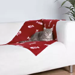 Flísová deka BEANY 100x70cm, - vínová s rybí kostrou TRIXIE