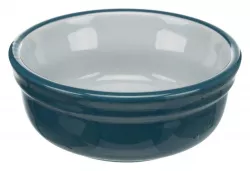 Set keramických misek v kovovém stojánku, 2 × 0.25 l/ø 13 cm, petrolejová/šedá TRIXIE
