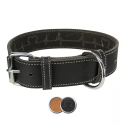 RUSTIC kožený obojek Heartbeat L-XL:55-65cm/40mm - černá TRIXIE