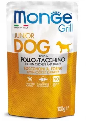 MONGE GRILL JUNIOR kapsička kuřecí s krůtou pro štěňata 100g