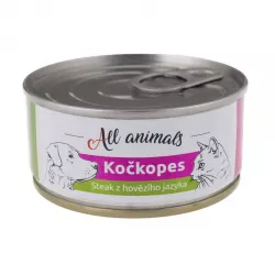 ALL ANIMALS konzerva KOČKOPES steak z hovězího jazyka, 100g ALL ANIMALS konzerva KOČKOPES steak z hovězího jazyka, 100g