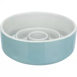 Keramická miska k pomalému krmení, kruhy, 0,45l / 14cm, šedomodrá