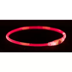Flash light ring USB, blikací obojek, S-M: 40 cm/ ø 8 mm, červená TRIXIE