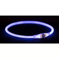 Flash light ring USB, blikací obojek, L-XL: 65 cm/ ø 8 mm, modrá TRIXIE