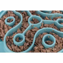 Protihltací talíř Slow feeding TRIANGL, k pomalému krmení, TPE, ø 28 cm, modrá