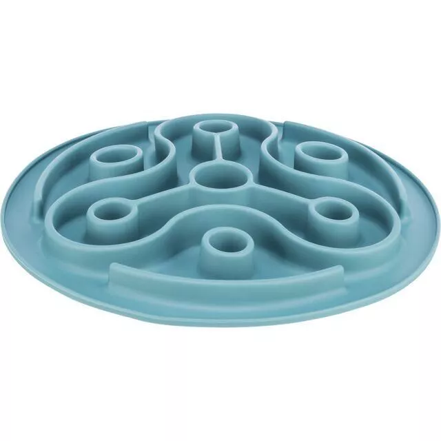 Protihltací talíř Slow feeding TRIANGL, k pomalému krmení, TPE, ø 28 cm, modrá