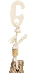 Závěsná přírodní hračka pro papoušky, mahagon/mušle, 26 cm