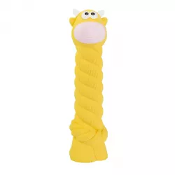 Kravička s latexovým lanem a chroupacím zvukem 15 cm, latex, HipHop HipHop Dog