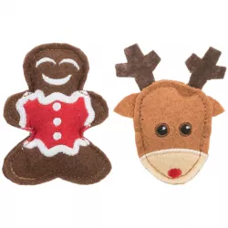 Xmas figure set - sada 2 vánočních hraček sob a perníček, 8 cm, filc TRIXIE