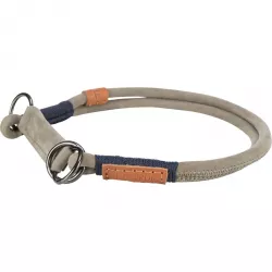 BE NORDIC kulatý polostahovací kožený obojek, S-M: 40 cm/8 mm, šedá TRIXIE