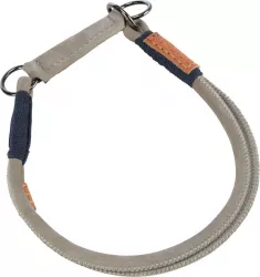 BE NORDIC kulatý polostahovací kožený obojek, S-M: 40 cm/8 mm, šedá TRIXIE