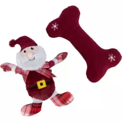 Xmas GIFT SET - vánoční dárková sada hraček (santa, kost), 30 cm, plyš/látka TRIXIE