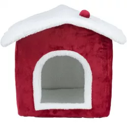 Xmas NEVIO plyšová vánoční jeskyňka, 35 x 45 x 38 cm, bílá/červená TRIXIE