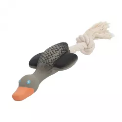 Divoká husa MINI s bavlněným lanem, se zvukem, 22cm, šedá,růžová, HipHop HipHop Dog