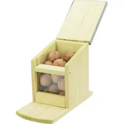 Krmná stanice pro veverky 12 x18 x 24 cm, přírodní borové dřevo/kov TRIXIE
